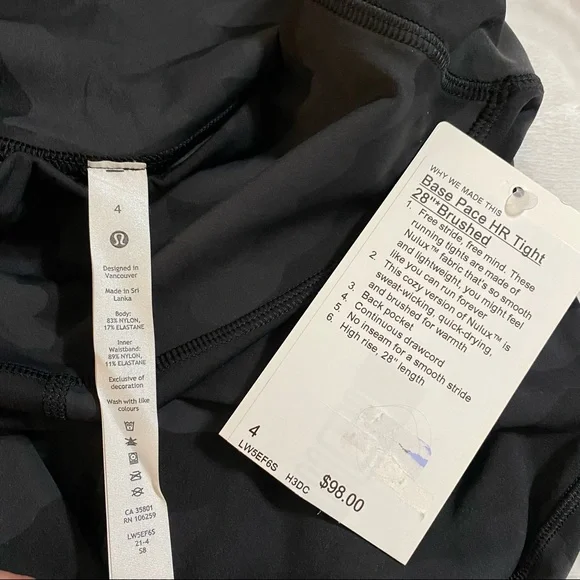 NEW! lululemon athletica Base Pace High Rise 28” Tights - Size 4 - $98 Retail - Picture 7 of 9